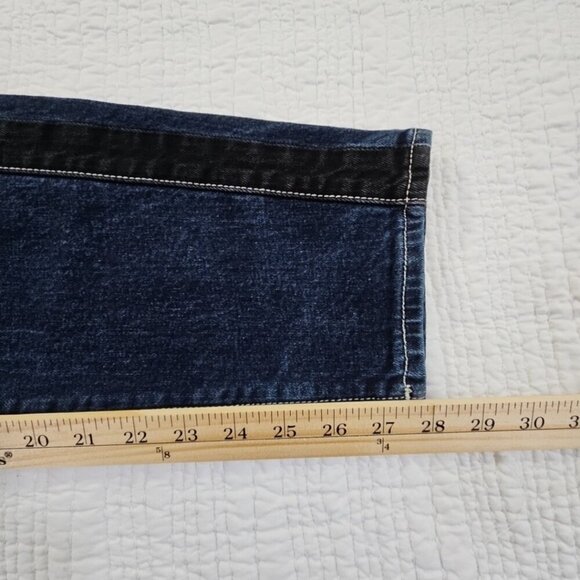 True Religion Marco Jeans Men's 34x28 Color Block Black Blue Tapered Stretch EUC - Picture 7 of 16